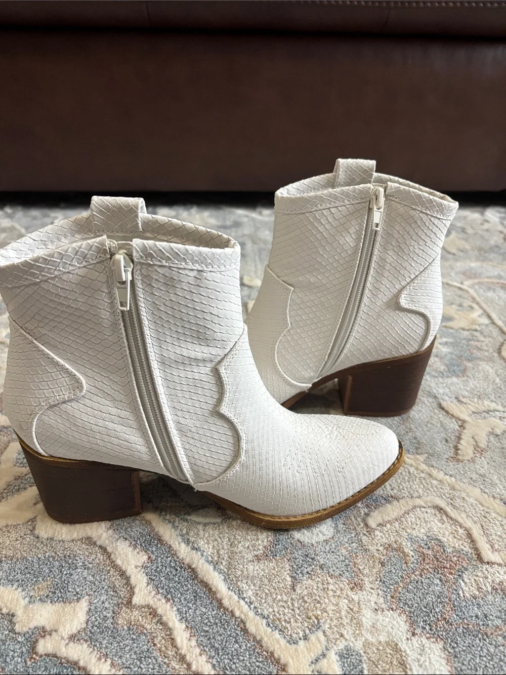 Dirty Laundry White Textured Western Ankle Boots